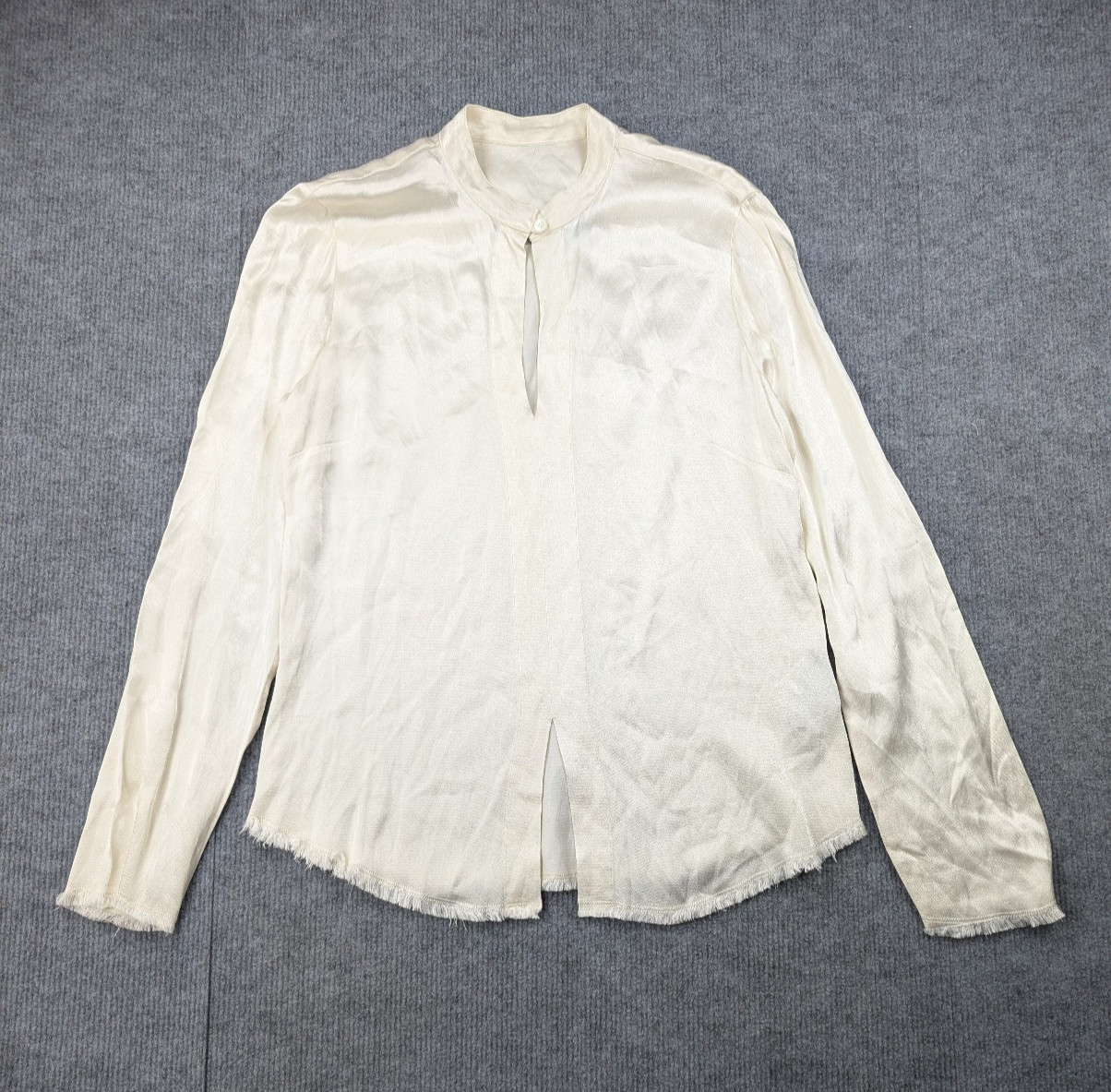 Raquel Allegra Satin Blouse Womens 1 Small Ivory Quiet Luxury Old Money Career