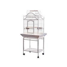 YES4PETS White Large Bird Budgie Cage Parrot Aviary Carrier With Stand & Wheel