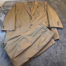 JOS A BANK Tan Two Piece Suit Jacket Pants Formal Business Mens 46R 36x28"