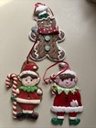 Set/3 Candy Cane Gingerbread House Cookie Christmas Ornament Baker Kitchen Decor — photo 1