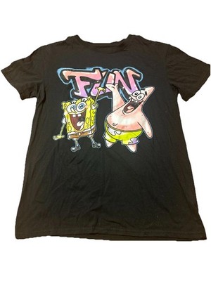 SpongeBob SquarePants L Patrick Fan Art Graphic T-Shirt Nickelodeon Black