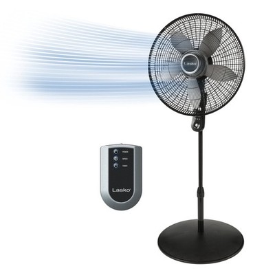 Lasko 20'' 4-Speed Adjustable Remote Controlled Pedestal Fan, Black, S20620