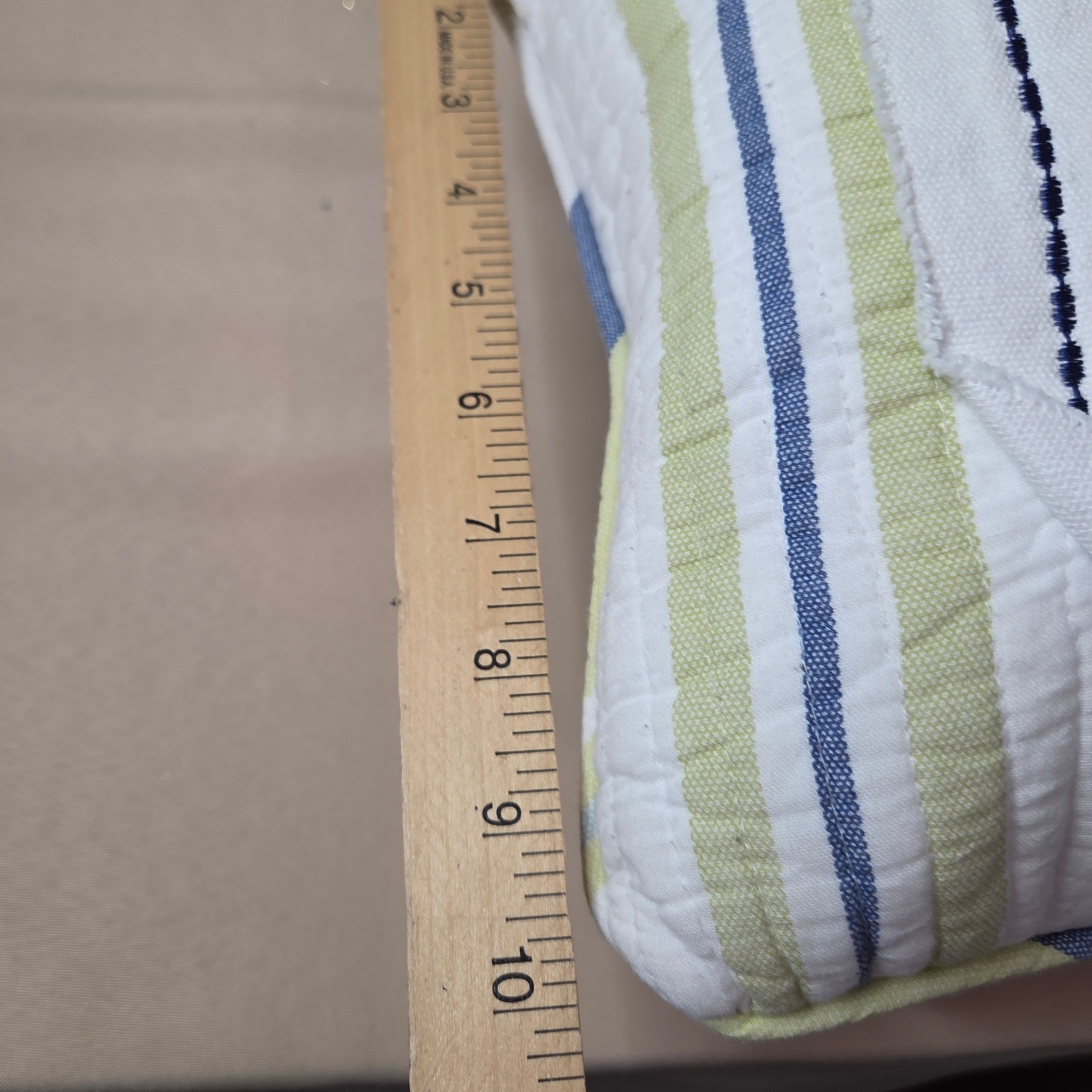 LEVTEX HOME Bayport Beach Lumbar Pillow Blue White Striped Coastal Down-Filled