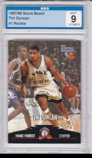 TIM DUNCAN ROOKIE CARD 1997 Wake Forest RC San Antonio Spurs AGS GRADE 9 MINT $$. rookie card picture