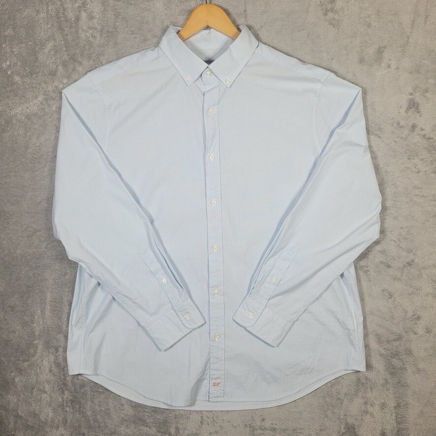 Vineyard Vines Shirt Mens XL Classic Fit Murray Light Blue Cotton Spandex Button