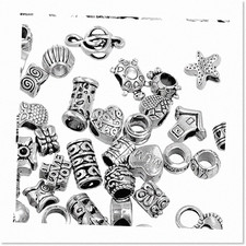 50 Tibetan Silver Charm Beads for Jewelry Making