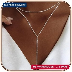 Authentic 14K Gold Plated Lariat Necklace | Trendy Dainty Y-Shaped Gift for Women