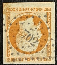 Timbre classique N°16 40c orange, PC 702 Chalon-sur-Saône (70), TTB.