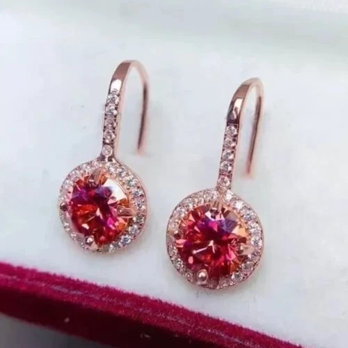 4.00 Ct Certified Pink Diamond Solitaire Earrings, Great Sparkle & Bling-VIDEO - Image 3 of 4