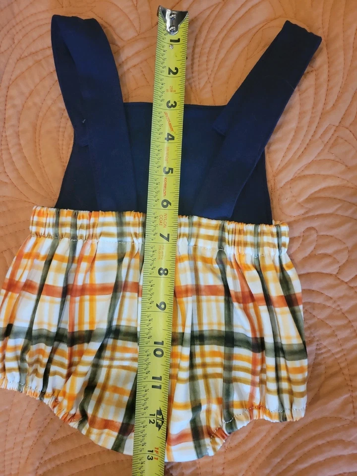 PUMPKIN Applique bubble Navy Orange plaid Boy's PUMPKIN PATCH PERFECT 3/6mo, 6mo - Image 4 of 4