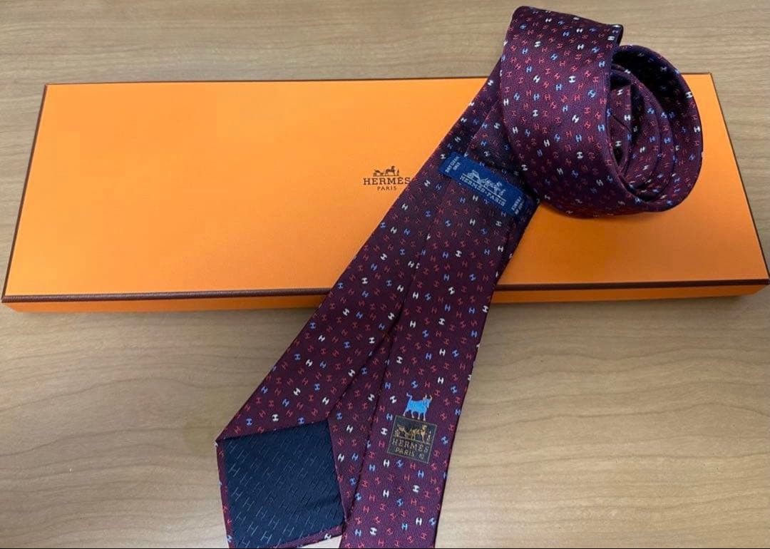 Good condition HERMES  H Pattern Tie - image 2