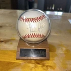 Nolan Ryan Texas Rangers Signed MLB game used Baseball Ball Display Case Stand
