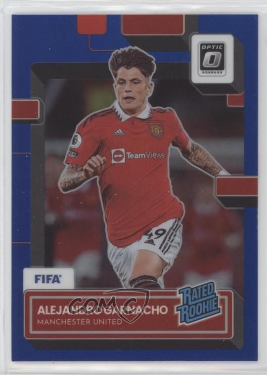 2022 Panini Donruss Rated Rookie Optic Blue Prizm 43/99 Alejandro Garnacho 04ae