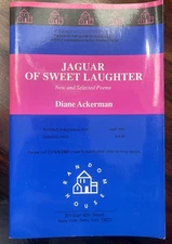 Jaguar of Sweet Laughter By Diane Ackerman *Advance Uncorrected Proof* 1991