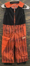 Kids Obermeyer Snow Bib Pants Size 4 I-Grow System Orange Black Ski Snowboard