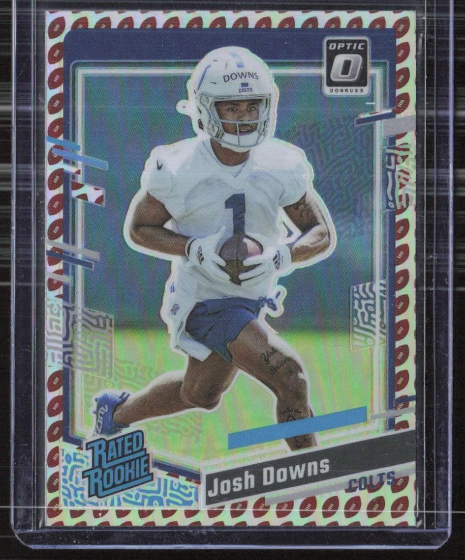 2023 Donruss #345 Josh Downs Optic Rated Rookie Preview Football Emoji Prizm