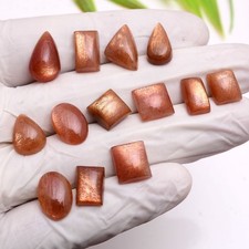 Set 13 Pcs Natural Sunstone Top-Grade 10mm-16mm Cabochon Untreated Gemstone Lot