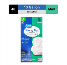 Value Strong Flex Tall Kitchen Drawstring Bags, Mint Scent, 13 Gallon, 40 Count