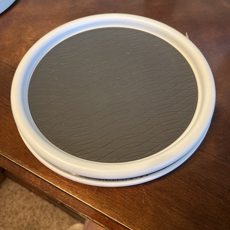 9 Inch Copco Non-Skid Pantry Cabinet Lazy Susan Turntable White/Gray Organize