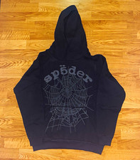 sp5der Mens Phantom Web Hoodie Size M