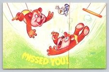 Photochrome Missed You Postcard Made in USA Christian Theme Bear Bird
