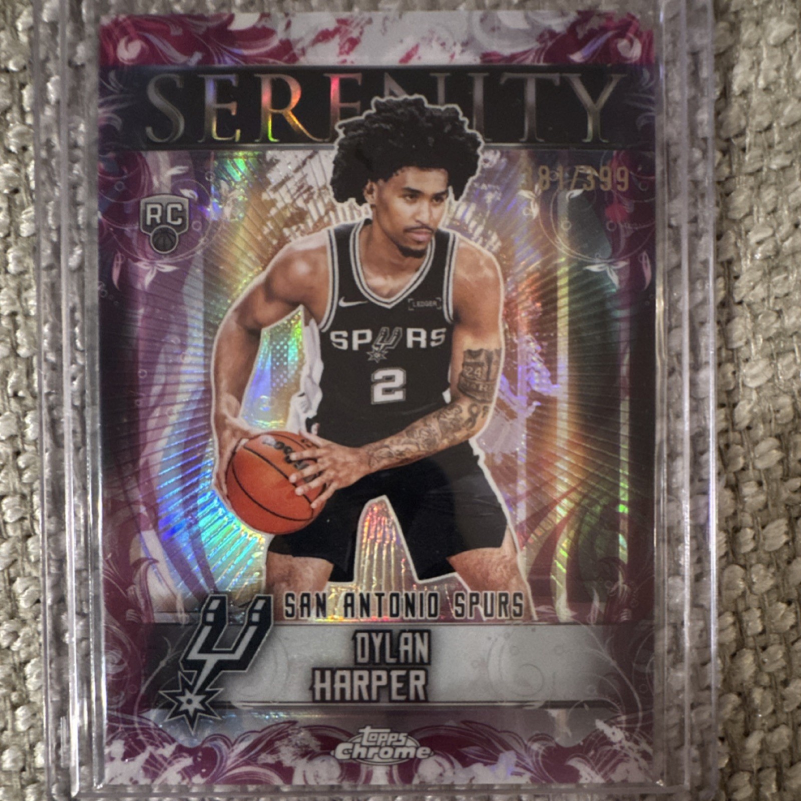 Topps Chrome Serenity Dylan Harper Rookie San Antonio Spurs Serial #381/399 2025