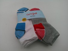 Cat Jack Socks Kids One Size Multicolor Ankle Lightweight Arch Support 10 Pair