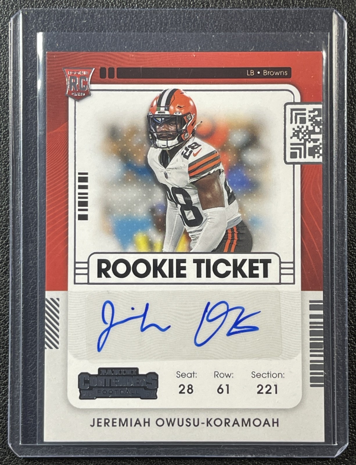 JEREMIAH OWUSU-KORAMOAH 2021 PANINI CONTENDERS #171 ROOKIE TICKET AUTO RC
