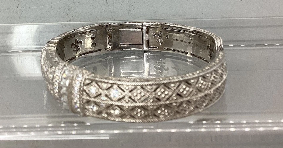 Judith Ripka Sterling Silver Blue Sapphire Diamonique Pia Cuff Bracelet - Image 3 of 4