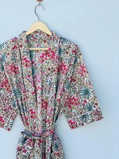Indian Multi Floral Kimono, Cotton Beach Kimono Night Kimono Bath Robes US