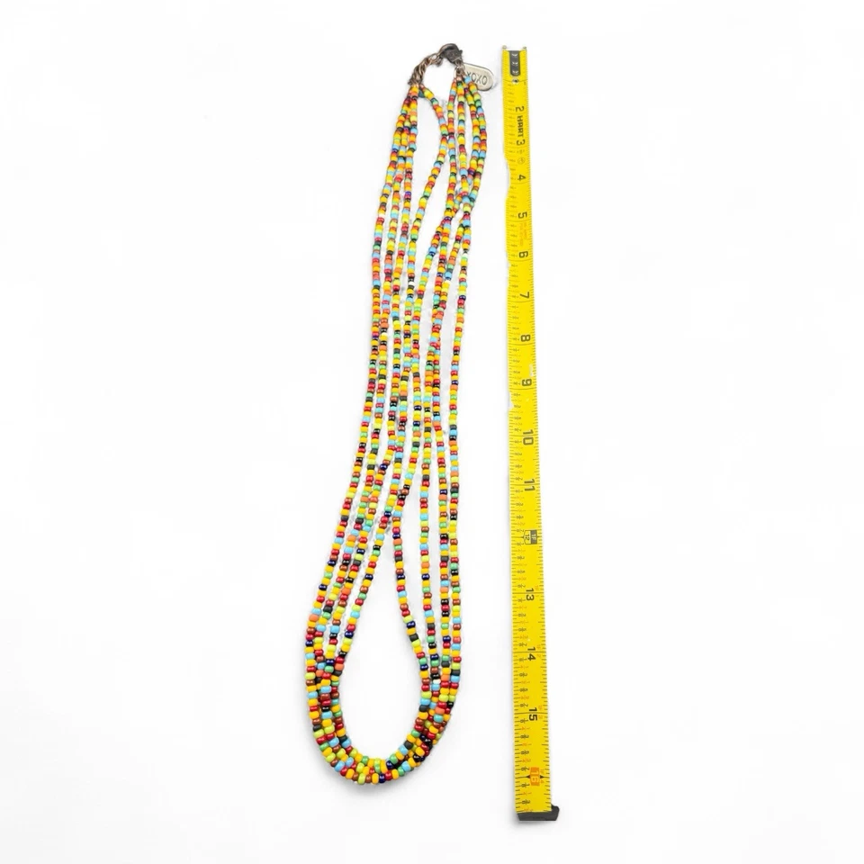 Divertido collar de cuentas multicolor inspirado en Jamaica firmado por XOXO—32 pulgadas Foto 4 de 4