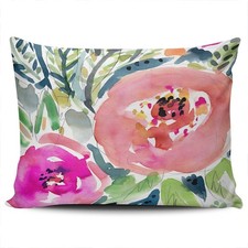 Pillowcases Decorative Colorful Peach Floral Gypsy Boho Watercolor Home Sofa ...