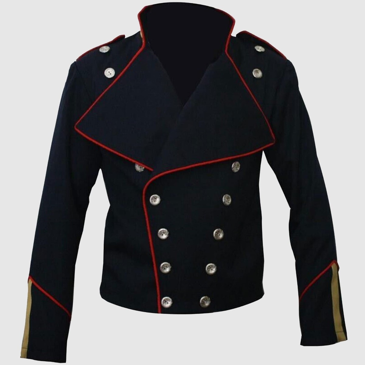 ジャケット・アウター marka WOOL MILITARY JACKET XL New Red Trimming Michael Jackson Military Black Men Wool Jacket