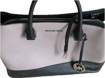 Michael Kors Colorblock Satchel Top Handle Zip Bag Logo Charm Pink Black