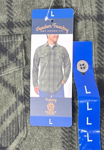 Freedom Foundry Fleece Flannel Shirt, Soft, Green & Black Plaid, Mens Large, NEW - Picture 2 of 6