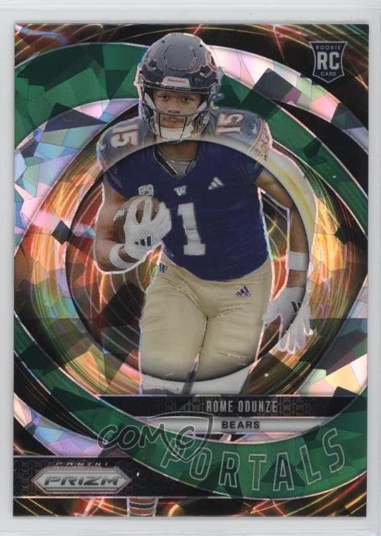 2024 Panini Prizm Portals Green Ice Prizm Rome Odunze #9 Rookie RC