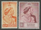 NORTHERN RHODESIA 1948 KGVI ROYAL SILVER WEDDING SET SG48-49 - CAT £120 - LMM