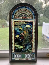Vintage Glassmasters Stained Glass John La Farge Peacocks &Peonies II Panel USA