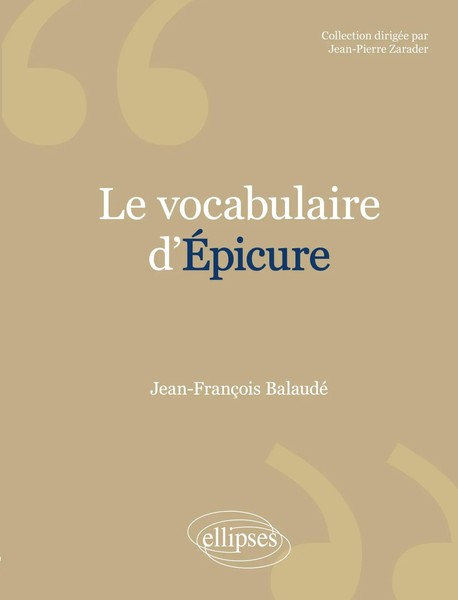 Vocabulaire D'ÉPicure (Le) Jean-FrançOis Balaudé Taschenbuch FranzöSisch 2002-image