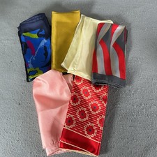 Vintage Dumont Silk Handkerchief Lot 6 Pocket Square Hand Rolled Made in Italy