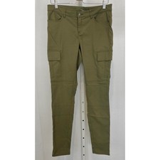 PRANA Meme Pants Cargo Zip Fly Slim Stretch Nylon Hike Camp Climb Green Size 8