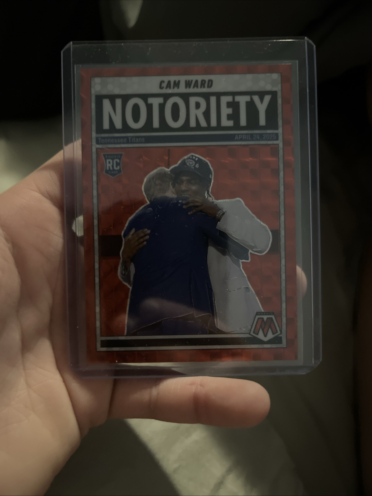 Cam Ward 2025 Mosaic HOBBY BLASTER Football RED PRIZM Notoriety RC #17 🔥