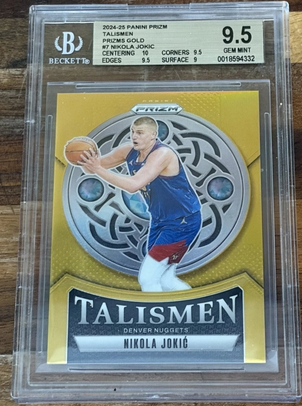 2024-24 Panini Prizm NIKOLA JOKIC Tailsman GOLD /10 BGS 9.5 GemMint RARE SSP NBA