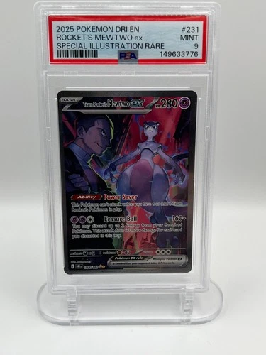 2025 POKEMON DRI SPECIAL ILLUSTRATION RARE #231 TEAM ROCKET'S MEWTWO EX PSA 9