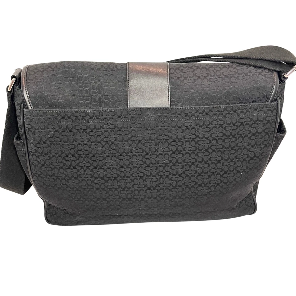 Coach черный подпись нейлона сумка-планшет / портфель с кожаной отделкой - Изображение 2 из 4