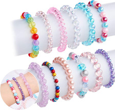 12 Pcs Girls Beaded Bracelets Rainbow Baby Toddler Cute Friendship Stretchy Cost