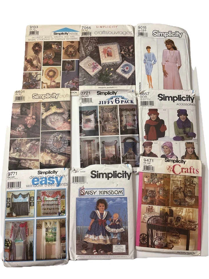 Lot of 9 Vintage Simplicity Sewing Patterns Daisy Kingdom Crafts Fashion Decor - Image 2 of 4
