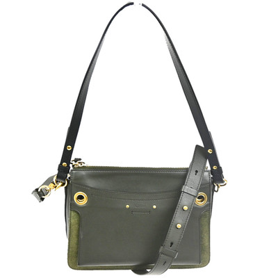 CHLOE Roy Crossbody Shoulder Bag Suede Leather Black Green Gray 30ZA022
