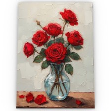 Red Roses in a Vase Art Poster Satin High Quality Stunning Archival A1 A2 A3