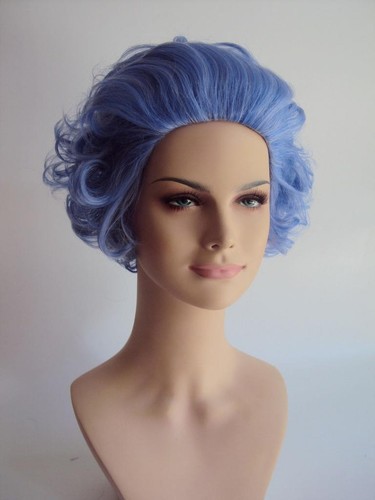 PARRUCCA DELUXE COSTUME DA NONNA BLU RISCIACQUO NONNA VECCHIA SIGNORA CORTA RICCIA - Foto 3 di 6
